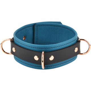 Jade Empress Leather & Rose Gold Premium Three Ring Bondage Collar