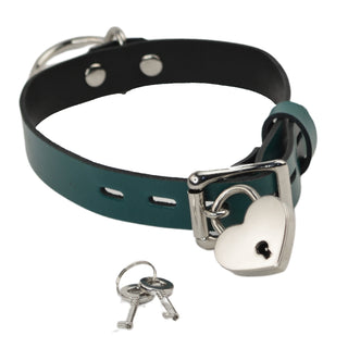 Custom Engraved Leather Dual Ring Collar Emerald Green with Gold Rose Gold or Silver Hardware