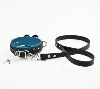 Premium Jade Empress Leather BDSM Bow Collar with Custom Engraved Silver Pendant