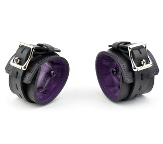 Premium Padded Restraint Set Wrist/Ankle Cuffs & Collar - Black And Purple