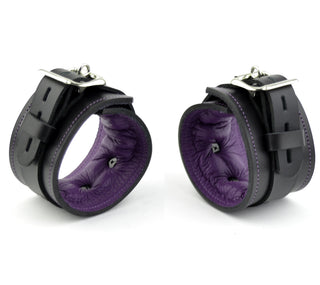 Premium Padded Restraint Set Wrist/Ankle Cuffs & Collar - Black And Purple