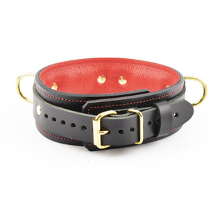 PREMIUM BDSM Leather Restraint Set | Americana Red & Gold | Set of Wrist Ankle Cuffs and Collar
