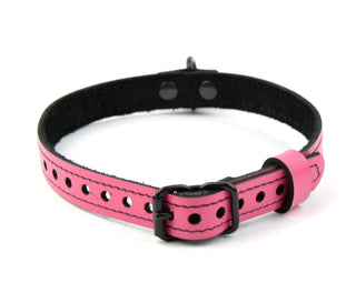 Hot Pink Leather Choker with Black O-Ring