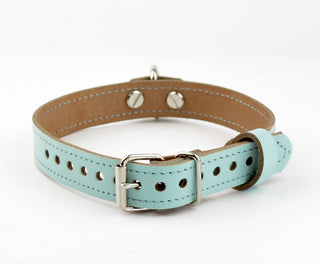 Aqua Adore Blue Leather Amare Day Collar with Small Silver O-Ring