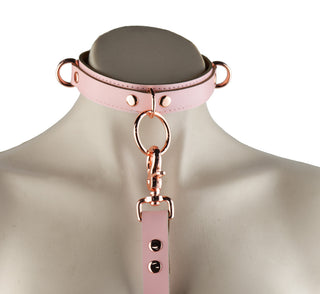 Blush Pink Leather Collar & Leash with Rose Gold Hardware - Aphrodite Series