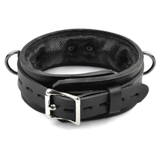 Black Premium Padded Leather Bondage Collar