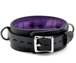 Premium Padded Restraint Set Wrist/Ankle Cuffs & Collar - Black And Purple