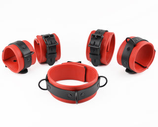 Premium Restraint Set - Wrist & Ankle Cuffs with Collar - Americana Red Midnight Edition