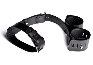 Premium Arm Binder Bondage Leather Restraint - Black