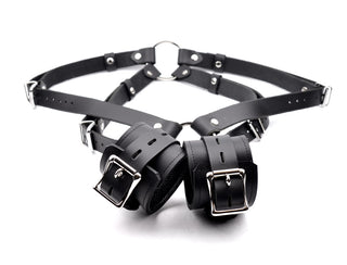 Premium Arm Binder Bondage Leather Harness Restraint - Black