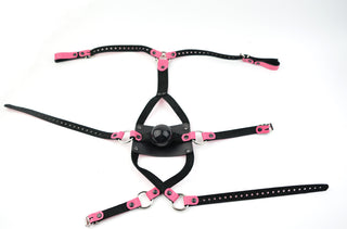 Strict Panel Trainer Cross Straps Gag - Hot Pink