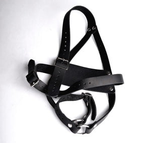 Head Harness Muzzle Panel Gag - Black
