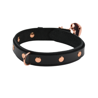 Black Leather Day & Play Collar - Rose Gold, Silver or Gold Hardware