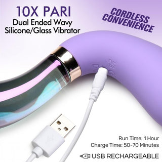 PRISMS 10X Pari Dual Ended Wavy Silicone & Glass Vibrator