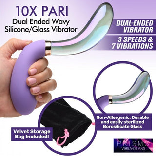 PRISMS 10X Pari Dual Ended Wavy Silicone & Glass Vibrator