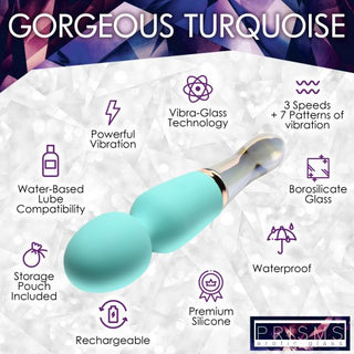 PRISMS 10X Dual Ended Silicone & Glass Wand - Turquoise