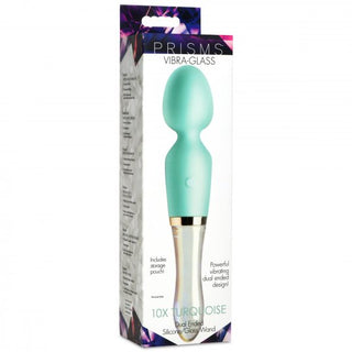 PRISMS 10X Dual Ended Silicone & Glass Wand - Turquoise