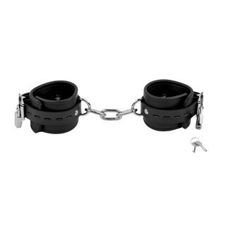 Premium Leather & Chain Wrist Cuffs - Black