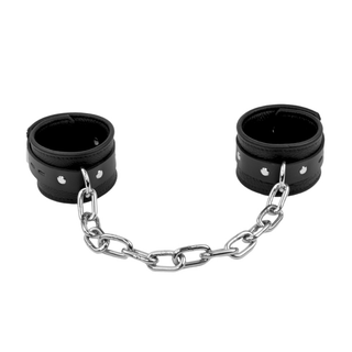 Premium Leather & Chain Ankle Cuffs - Black