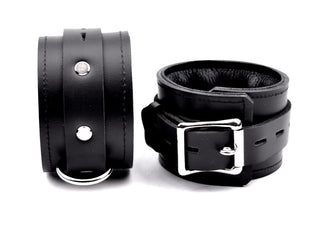 Premium Padded Leather Ankle Cuffs - Black