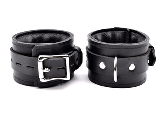 Premium Padded Leather Ankle Cuffs - Black