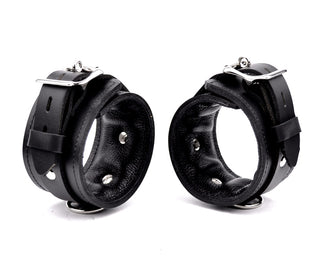 Premium Padded Leather Ankle Cuffs - Black