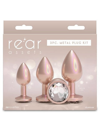 Rear Assets Anal Trainer Kit – Iridescent Champagne with Clear Round Gem
