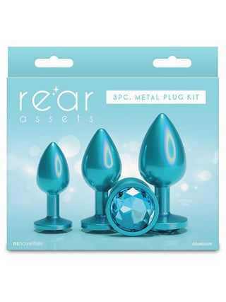 Rear Assets Anal Trainer Kit – Iridescent Teal with Teal Round Gem