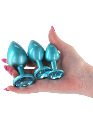 Rear Assets Anal Trainer Kit – Iridescent Teal with Teal Round Gem