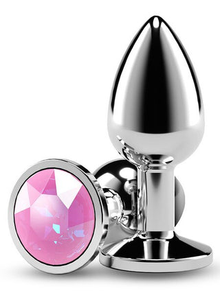 Rear Assets Silver Butt Plug with Pink Round Gem