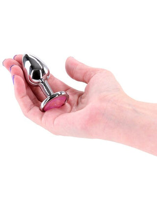 Rear Assets Silver Butt Plug with Pink Round Gem