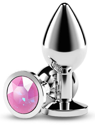 Rear Assets Silver Butt Plug with Pink Round Gem