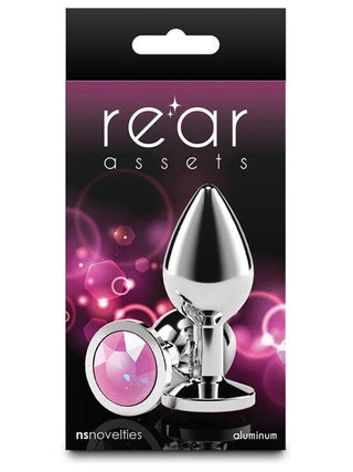 Rear Assets Silver Butt Plug with Pink Round Gem