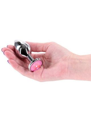 Rear Assets Silver Butt Plug with Pink Round Gem