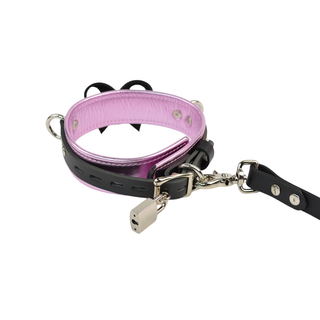 Pink Metallic Leather Premium Restraint Set with Silver Hardware - Wrist & Ankle Cuffs, Custom Engraved Bow Collar & Leash, Cross Connector, Snap Hooks & Padlocks