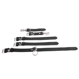 The V3RSE Strap - Convertible Handbag Strap to Collar, Cuffs & Connector Set - Black Leather with Silver Standard Buckles
