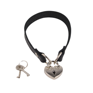 Custom Engraved Silver Love Heart Padlock Choker Collar