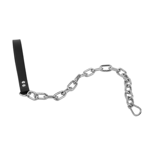 Heavy Duty Chain & Black Leather 75CM - 30" Leash