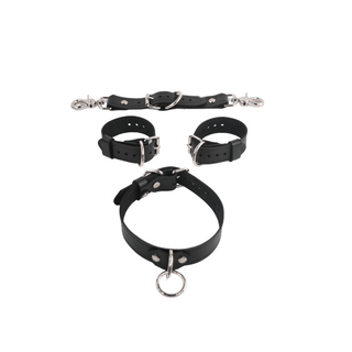 The V3RSE Strap - Convertible Handbag Strap to Collar, Cuffs & Connector Set - Black Leather with Silver Standard Buckles