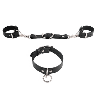 The V3RSE Strap - Convertible Handbag Strap to Collar, Cuffs & Connector Set - Black Leather with Silver Standard Buckles