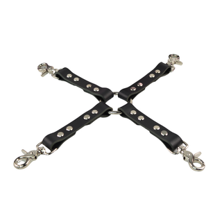 Pink Metallic Leather Premium Restraint Set with Silver Hardware - Wrist & Ankle Cuffs, Custom Engraved Bow Collar & Leash, Cross Connector, Snap Hooks & Padlocks