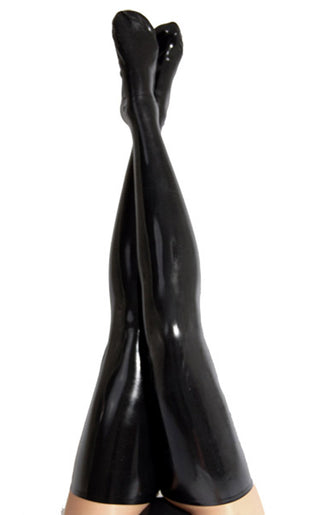 Black Latex Thigh High Stockings