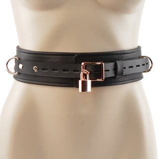 Leather Bondage Belt - Black & Rose Gold