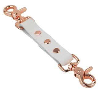 White Leather & Rose Gold Straight Cuff Connector