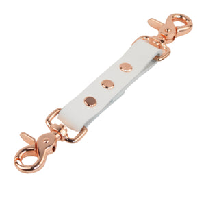 White Leather & Rose Gold Straight Cuff Connector