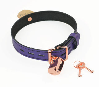 Purple Leather Collar With Custom Engraved Brat Choker Silver, Rose Gold or Gold Hardware Options