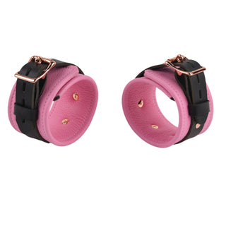 Premium Princess Pink Leather & Steel Restraint Set - Wrist & Ankle Cuffs, Collar, Cross Connector, Snap Hooks & Padlocks