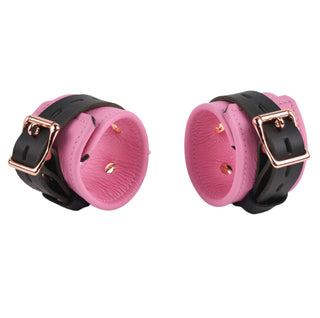 Premium Princess Pink Leather & Steel Restraint Set - Wrist & Ankle Cuffs, Collar, Cross Connector, Snap Hooks & Padlocks