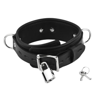 Black Leather & Steel Restraint Set - Wrist & Ankle Cuffs, Collar, Cross Connector, Snap Hooks & Silver Padlocks