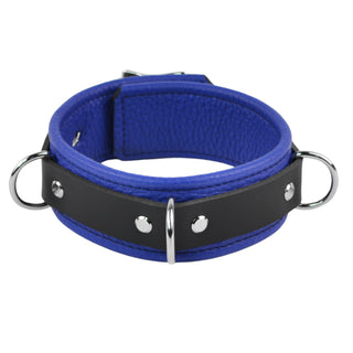Premium Deep Blue Leather & Steel Restraint Set - Wrist, Ankle & Thigh Cuffs, Collar, Cross Connector, Snap Hooks & Steel Padlocks